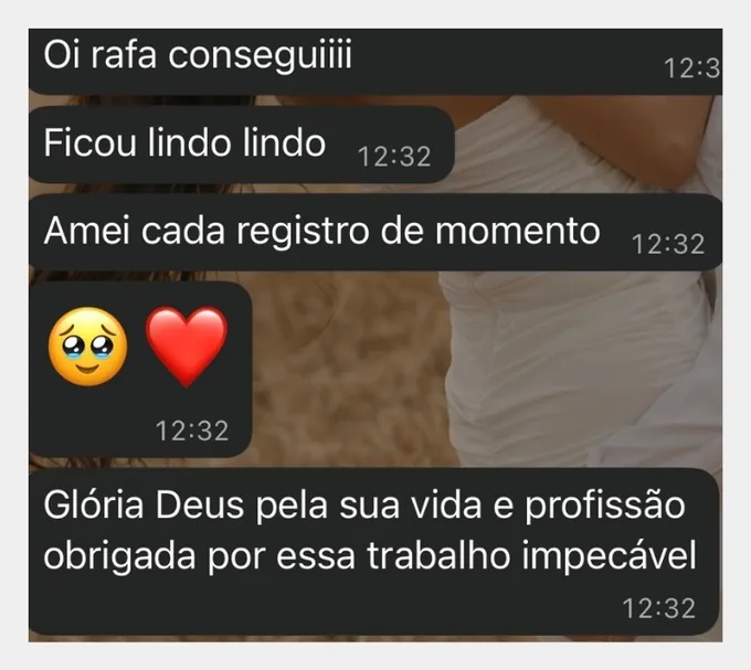 Depoimento de cliente no WhatsApp — agradecimento